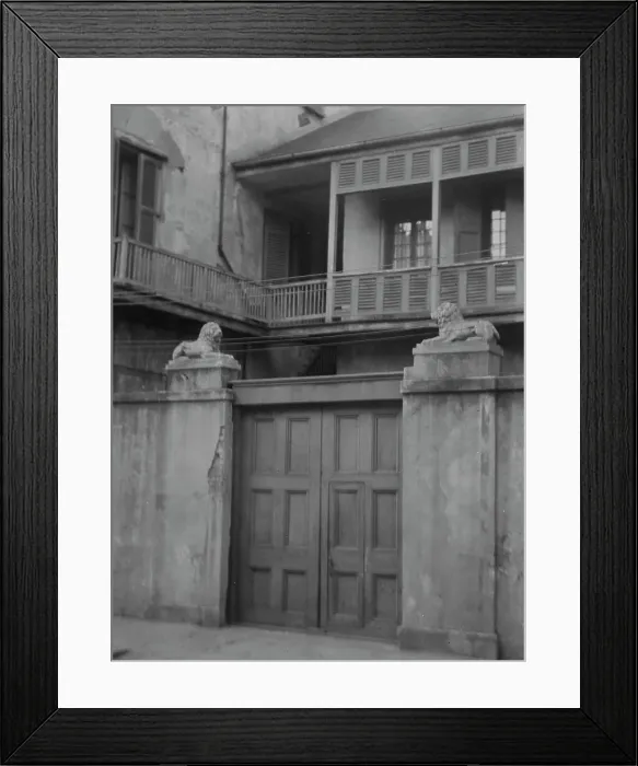 Framed Print : Lion Gate, New Orleans, between 1920 and 1926. Creator: Arnold Genthe Framed Print : Lion Gate, New Orleans, between 1920 and 1926. Creator: Arnold Genthe