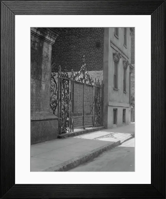 Framed Print : Wrought iron gate, New Orleans or Charleston, South Carolina, between 1920 and 1926. Creator: Arnold Genthe Framed Print : Wrought iron gate, New Orleans or Charleston, South Carolina, between 1920 and 1926. Creator: Arnold Genthe
