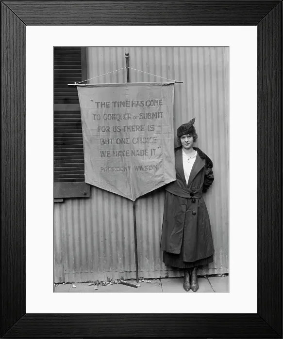 Framed Print : Pauline Floyd, with Banner, 1917. Creator: Harris & Ewing. Pauline Floyd, with Banner, 1917. Creator: Harris & Ewing Framed Print : Pauline Floyd, with Banner, 1917. Creator: Harris & Ewing. Pauline Floyd, with Banner, 1917. Creator: Harris & Ewing