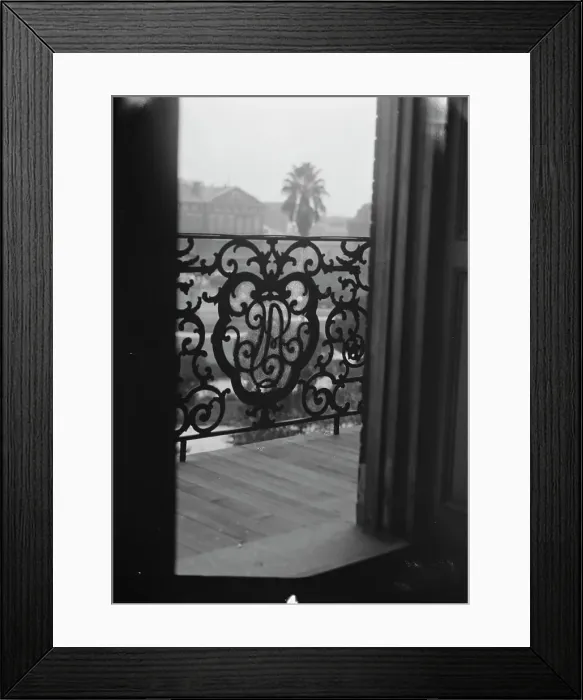 Framed Print : Detail of Pontalba balcony, New Orleans, between 1920 and 1926. Creator: Arnold Genthe Framed Print : Detail of Pontalba balcony, New Orleans, between 1920 and 1926. Creator: Arnold Genthe