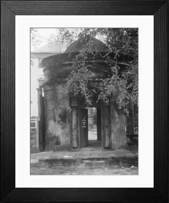 Framed Print : Gatehouse in front of the Joseph Manigault House, 350 Meeting Street, Charleston... c1920-c1926. Creator: Arnold Genthe Framed Print : Gatehouse in front of the Joseph Manigault House, 350 Meeting Street, Charleston... c1920-c1926. Creator: Arnold Genthe