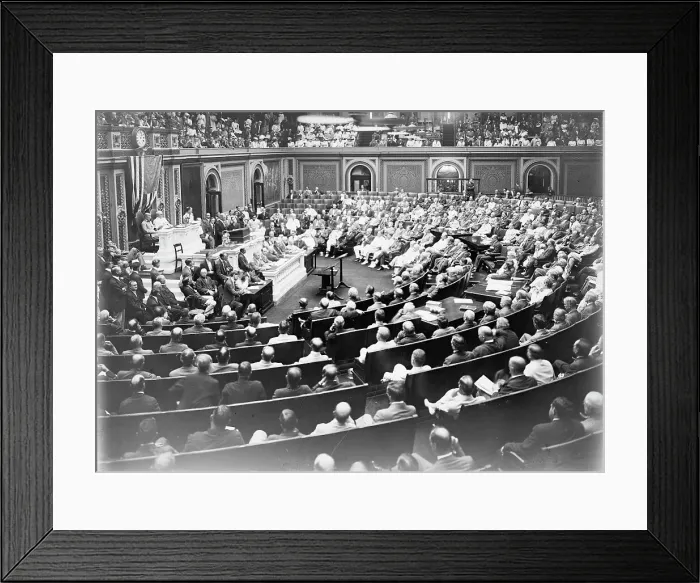 Framed Print : Wilson Delivering Address On Foreign Affairs, 1917. Creator: Harris & Ewing. Wilson Delivering Address On Foreign Affairs, 1917. Creator: Harris & Ewing Framed Print : Wilson Delivering Address On Foreign Affairs, 1917. Creator: Harris & Ewing. Wilson Delivering Address On Foreign Affairs, 1917. Creator: Harris & Ewing