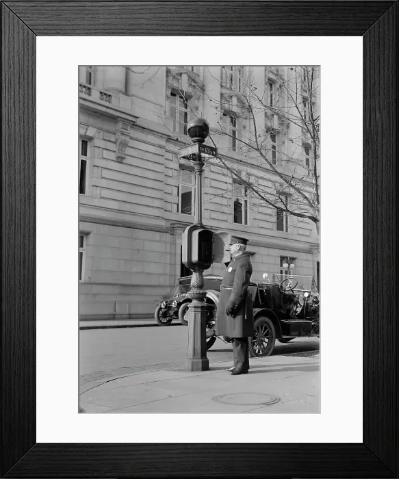 Framed Print : District of Columbia - Fire Alarm Box And Policeman, 1913. Creator: Harris & Ewing. District of Columbia - Fire Alarm Box And Policeman, 1913. Creator: Harris & Ewing Framed Print : District of Columbia - Fire Alarm Box And Policeman, 1913. Creator: Harris & Ewing. District of Columbia - Fire Alarm Box And Policeman, 1913. Creator: Harris & Ewing