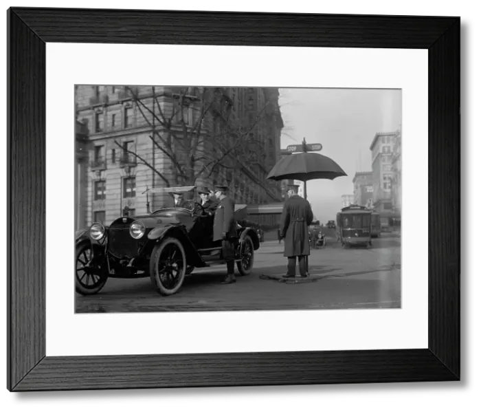Framed Print : District of Columbia; Traffic. Stop And Go Signs, 1913. Creator: Harris & Ewing. District of Columbia; Traffic. Stop And Go Signs, 1913. Creator: Harris & Ewing
