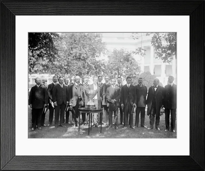 Framed Print : Eastern Yacht Club - President Wilson Presenting Club Cup To Owner of Yacht Ellen Who Won... 1913 Creator: Harris & Ewing. Eastern Yacht Club - President Wilson Presenting Club Cup To Owner of Yacht Ellen Who Won Framed Print : Eastern Yacht Club - President Wilson Presenting Club Cup To Owner of Yacht Ellen Who Won... 1913 Creator: Harris & Ewing. Eastern Yacht Club - President Wilson Presenting Club Cup To Owner of Yacht Ellen Who Won