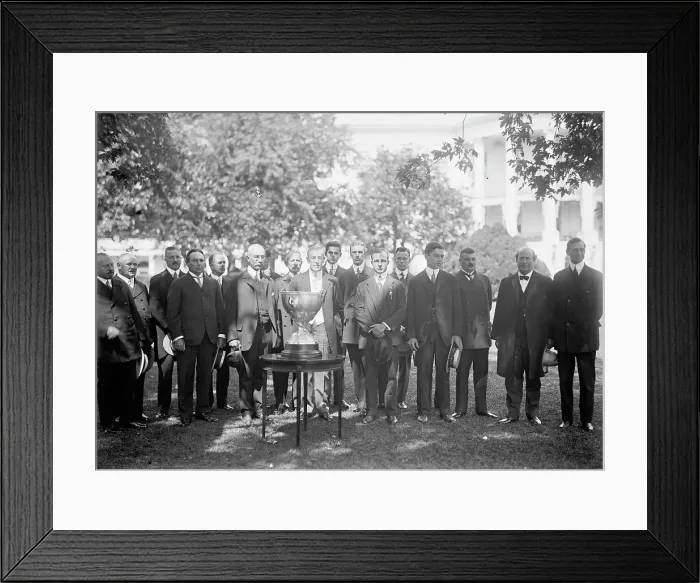 Framed Print : Eastern Yacht Club - President Wilson Presenting Club Cup To Owner of Yacht Ellen Who Won... 1913 Creator: Harris & Ewing. Eastern Yacht Club - President Wilson Presenting Club Cup To Owner of Yacht Ellen Who Won Framed Print : Eastern Yacht Club - President Wilson Presenting Club Cup To Owner of Yacht Ellen Who Won... 1913 Creator: Harris & Ewing. Eastern Yacht Club - President Wilson Presenting Club Cup To Owner of Yacht Ellen Who Won