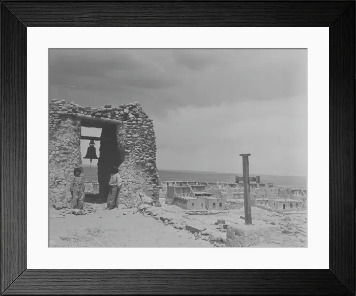 Framed Print : North American Indian children on roof of San Estevan Mission, Acoma Pueblo, New Mexico, c1899-c1928 Creator: Arnold Genthe Framed Print : North American Indian children on roof of San Estevan Mission, Acoma Pueblo, New Mexico, c1899-c1928 Creator: Arnold Genthe