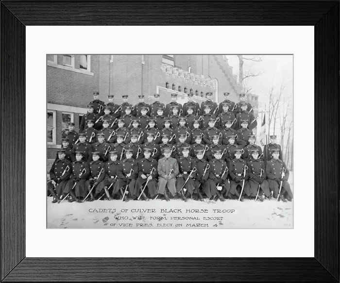 Framed Print : Culver Military Academy - Black Horse Troop, Personal Escort To Vice President Marshall at... 1913. Creator: Harris & Ewing. Culver Military Academy - Black Horse Troop, Personal Escort To Vice President Marshall at... 1913 Framed Print : Culver Military Academy - Black Horse Troop, Personal Escort To Vice President Marshall at... 1913. Creator: Harris & Ewing. Culver Military Academy - Black Horse Troop, Personal Escort To Vice President Marshall at... 1913