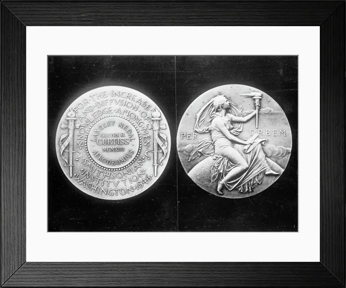 Framed Print : Langley Medal presented to aviator Glenn Hammond Curtiss, 1913. Creator: Harris & Ewing. Langley Medal presented to aviator Glenn Hammond Curtiss, 1913. Creator: Harris & Ewing Framed Print : Langley Medal presented to aviator Glenn Hammond Curtiss, 1913. Creator: Harris & Ewing. Langley Medal presented to aviator Glenn Hammond Curtiss, 1913. Creator: Harris & Ewing