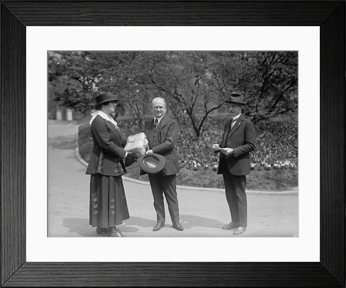 Framed Print : Lillian Cromlein receiving seed from Tumulty, National Emergency War Garden Comm. 1917. Creator: Harris & Ewing. Lillian Cromlein receiving seed from Tumulty, National Emergency War Garden Comm. 1917. Creator: Harris & Ewing Framed Print : Lillian Cromlein receiving seed from Tumulty, National Emergency War Garden Comm. 1917. Creator: Harris & Ewing. Lillian Cromlein receiving seed from Tumulty, National Emergency War Garden Comm. 1917. Creator: Harris & Ewing