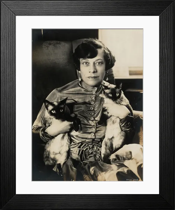 Framed Print : Tilla Durieux with two Siamese cats, 1920s. Creator: Stone, Sasha (1895-1940) Framed Print : Tilla Durieux with two Siamese cats, 1920s. Creator: Stone, Sasha (1895-1940)