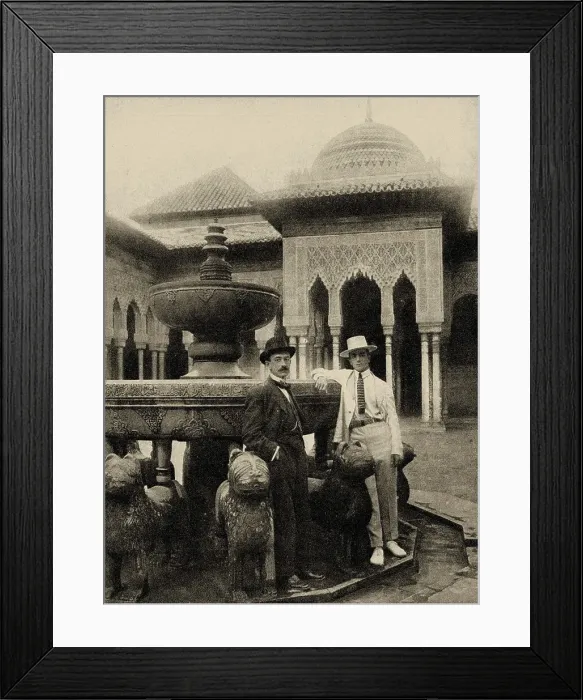 Framed Print : Manuel de Falla and Léonide Massine at Alhambra, Granada, 1919. Creator: Anonymous
