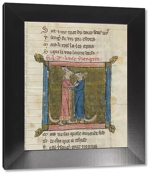 Reynardus and Ysengrimus. Miniature from Renart le Nouvel by Jacquemart Giélée, c. 1300. Creator: Anonymous