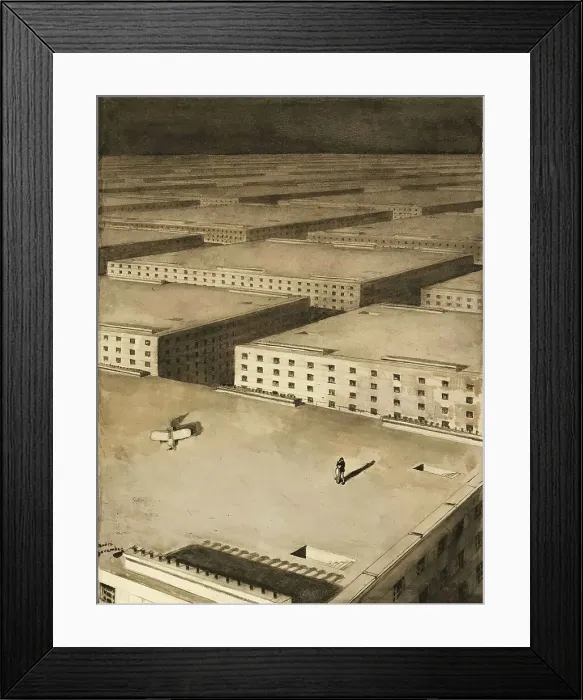 Framed Print : Lovers on the roof of a building, 1920. Creator: Devambez, André Victor Édouard (1867-1943) Framed Print : Lovers on the roof of a building, 1920. Creator: Devambez, André Victor Édouard (1867-1943)