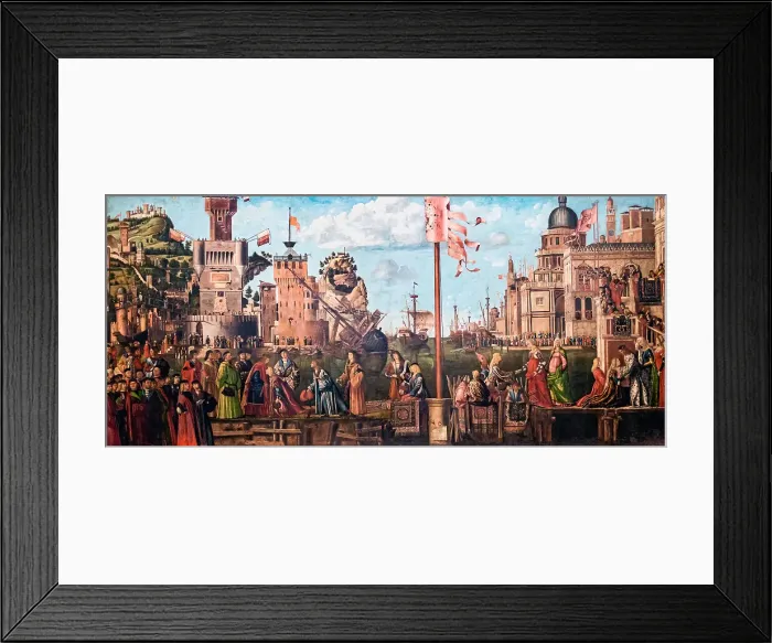 Framed Print : Meeting of the Betrothed Couple and the Departure of the Pilgrims (The Legend of Saint... 1495-1500 Creator: Carpaccio, Vittore (1460-1526) Framed Print : Meeting of the Betrothed Couple and the Departure of the Pilgrims (The Legend of Saint... 1495-1500 Creator: Carpaccio, Vittore (1460-1526)
