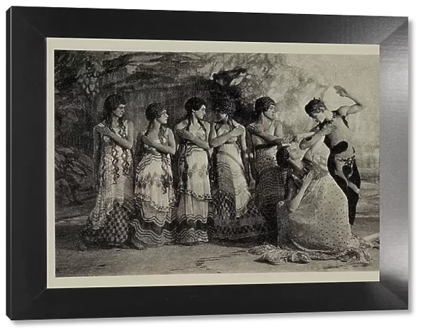 Faun (Nijinsky) and five maenads. Scene from the Nijinsky ballet 'The Afternoon of a Faun', 1912. Creator: De Meyer, Baron Adolphe Edward Sigismund (1868-1946). Faun (Nijinsky) and five maenads