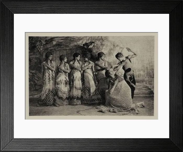 Framed Print : Faun (Nijinsky) and five maenads. Scene from the Nijinsky ballet The Afternoon of a Faun, 1912. Creator: De Meyer, Baron Adolphe Edward Sigismund (1868-1946). Faun (Nijinsky) and five maenads Framed Print : Faun (Nijinsky) and five maenads. Scene from the Nijinsky ballet The Afternoon of a Faun, 1912. Creator: De Meyer, Baron Adolphe Edward Sigismund (1868-1946). Faun (Nijinsky) and five maenads