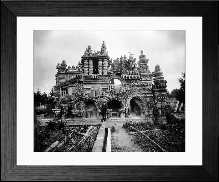 Framed Print : Ferdinand Cheval in front of his Palais Idéal, c. 1890. Creator: Anonymous Framed Print : Ferdinand Cheval in front of his Palais Idéal, c. 1890. Creator: Anonymous