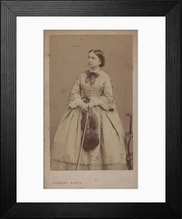 Framed Print : Portrait of the violinist and composer Teresa Milanollo (1827-1904), ca 1865. Creator: Disdéri, André Adolphe-Eugène (1819-1889) Framed Print : Portrait of the violinist and composer Teresa Milanollo (1827-1904), ca 1865. Creator: Disdéri, André Adolphe-Eugène (1819-1889)