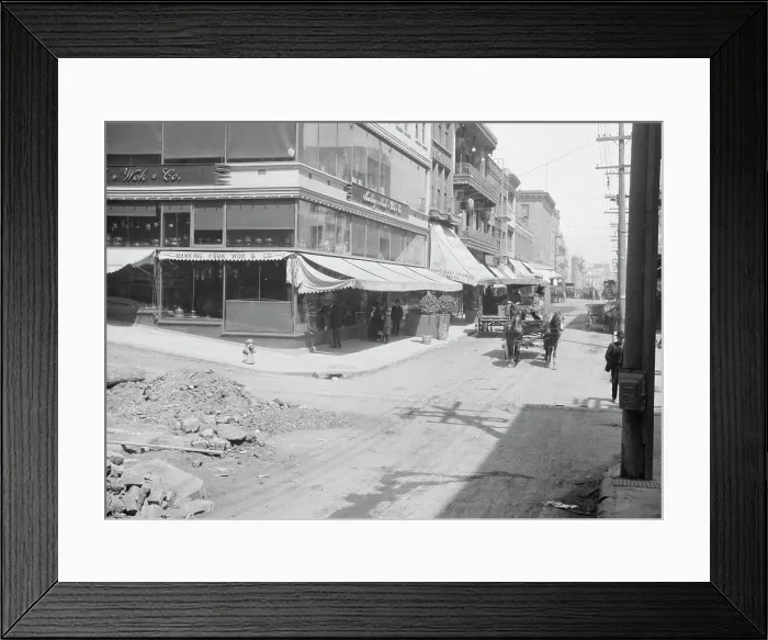 Framed Print : San Francisco street scene, between 1896 and 1942. Creator: Arnold Genthe Framed Print : San Francisco street scene, between 1896 and 1942. Creator: Arnold Genthe