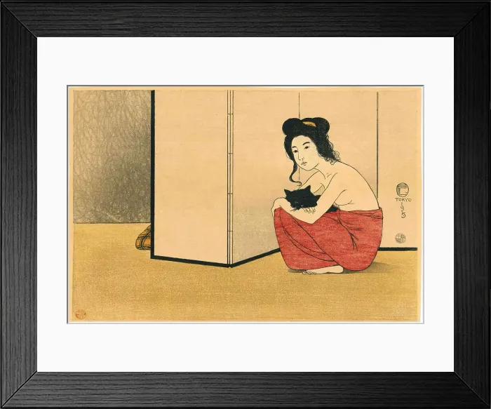 Framed Print : Woman holding a black cat, 1915. Creator: Capelari, Friedrich (Fritz) (1884-1950) Framed Print : Woman holding a black cat, 1915. Creator: Capelari, Friedrich (Fritz) (1884-1950)