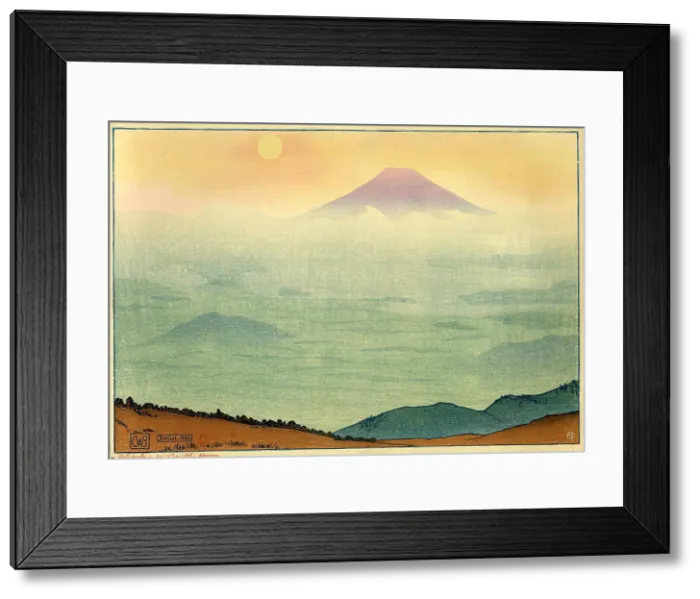 Framed Print : Mount Fuji seen from Lake Shoji, 1916. Creator: Bartlett, Charles William (1860-1940) Framed Print : Mount Fuji seen from Lake Shoji, 1916. Creator: Bartlett, Charles William (1860-1940)