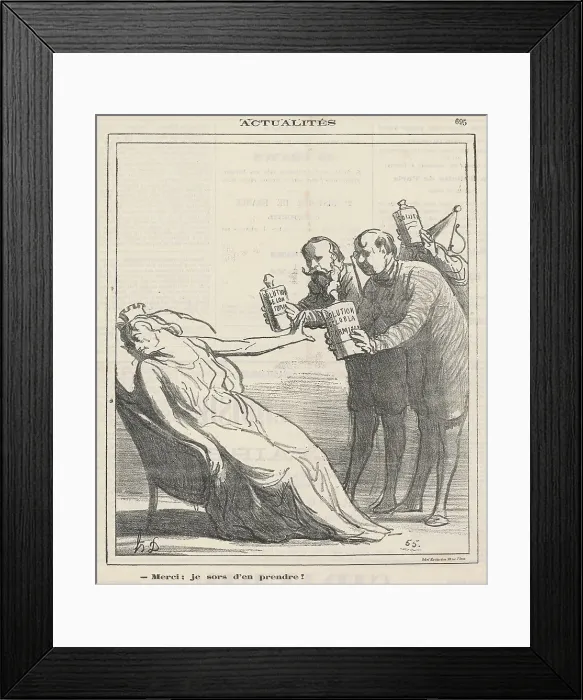 Framed Print : Merci, je sors d'en prendre, 19th century. Creator: Honore Daumier Framed Print : Merci, je sors d'en prendre, 19th century. Creator: Honore Daumier