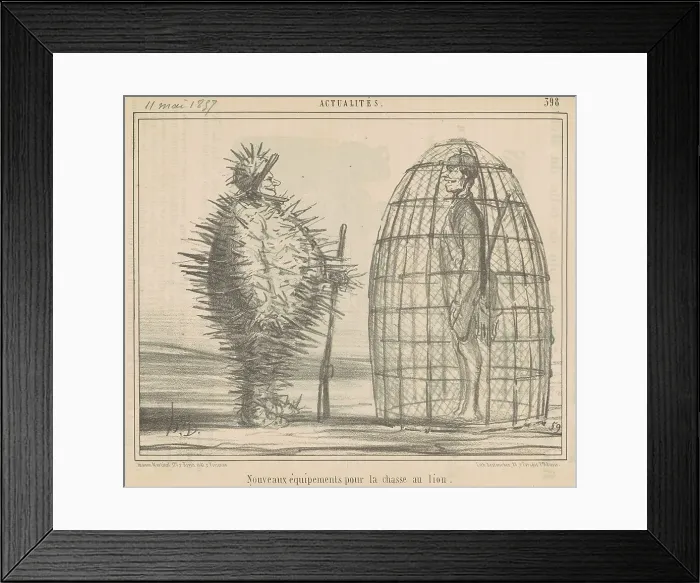 Framed Print : Nouveaux équipements pour la chasse au lion, 19th century. Creator: Honore Daumier Framed Print : Nouveaux équipements pour la chasse au lion, 19th century. Creator: Honore Daumier