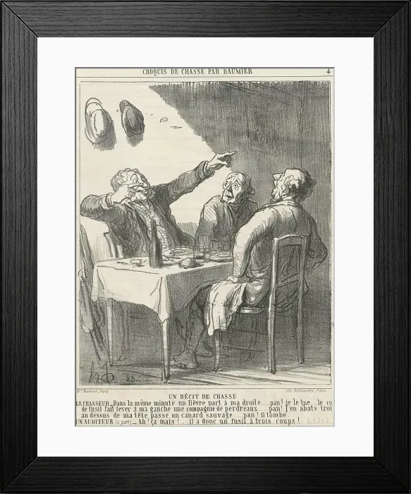 Framed Print : Un récit de chasse, 19th century. Creator: Honore Daumier Framed Print : Un récit de chasse, 19th century. Creator: Honore Daumier