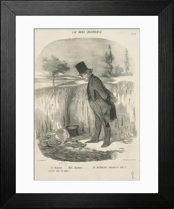 Framed Print : Un chapeau... deux chapeaux... les malheureux... 19th century. Creator: Honore Daumier Framed Print : Un chapeau... deux chapeaux... les malheureux... 19th century. Creator: Honore Daumier