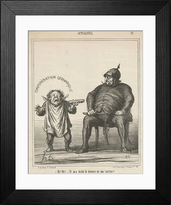 Framed Print : Hi! hi!... Il m'a léché le beurre de ma tartine, 19th century. Creator: Honore Daumier Framed Print : Hi! hi!... Il m'a léché le beurre de ma tartine, 19th century. Creator: Honore Daumier