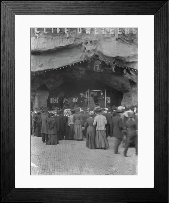 Framed Print : Sidewalk performance or carnival performance, Cliff Dwellers, between 1896 and 1911. Creator: Arnold Genthe Framed Print : Sidewalk performance or carnival performance, Cliff Dwellers, between 1896 and 1911. Creator: Arnold Genthe