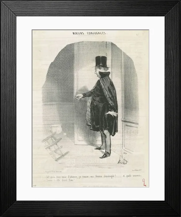 Framed Print : Ciel!...je trouve ma femme déménagée!, 19th century. Creator: Honore Daumier Framed Print : Ciel!...je trouve ma femme déménagée!, 19th century. Creator: Honore Daumier