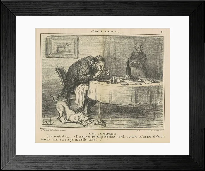 Framed Print : Scène d'Hippophagie, 19th century. Creator: Honore Daumier Framed Print : Scène d'Hippophagie, 19th century. Creator: Honore Daumier