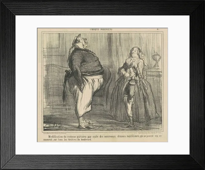 Framed Print : Modification du costume parisien... 19th century. Creator: Honore Daumier Framed Print : Modification du costume parisien... 19th century. Creator: Honore Daumier