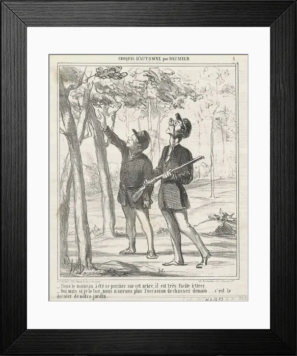Framed Print : Tiens, le moineau a été sepercher, 19th century. Creator: Honore Daumier Framed Print : Tiens, le moineau a été sepercher, 19th century. Creator: Honore Daumier