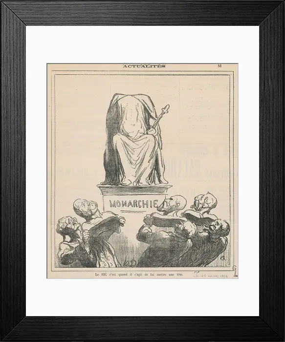 Framed Print : Le hic c'est quand il s'agit de lui mettre une tête, 19th century. Creator: Honore Daumier Framed Print : Le hic c'est quand il s'agit de lui mettre une tête, 19th century. Creator: Honore Daumier