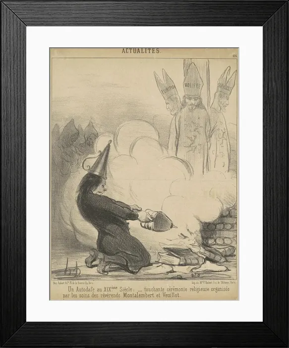Framed Print : Un autodafé au XIXe siècle, 19th century. Creator: Honore Daumier Framed Print : Un autodafé au XIXe siècle, 19th century. Creator: Honore Daumier