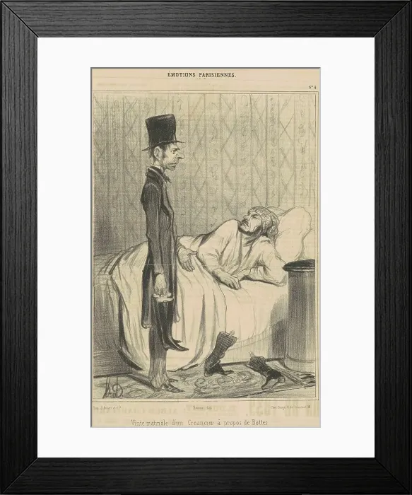 Framed Print : Visite matinale d'un créancier, 19th century. Creator: Honore Daumier Framed Print : Visite matinale d'un créancier, 19th century. Creator: Honore Daumier