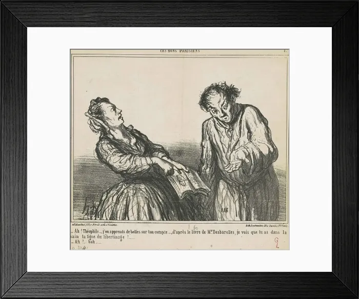 Framed Print : Ah! Théophile... j'en apprends de belles... 19th century. Creator: Honore Daumier Framed Print : Ah! Théophile... j'en apprends de belles... 19th century. Creator: Honore Daumier