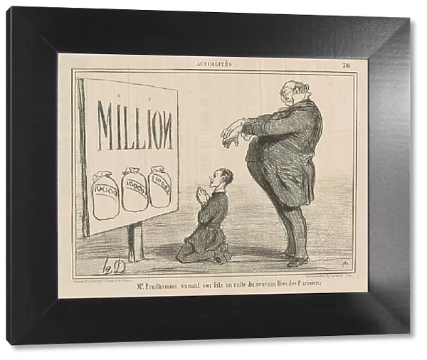 Mr. Prudhomme vouant son fils au... 19th century. Creator: Honore Daumier