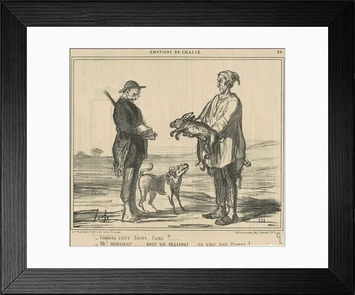 Framed Print : Combien votre lièvre, l'ami?, 19th century. Creator: Honore Daumier Framed Print : Combien votre lièvre, l'ami?, 19th century. Creator: Honore Daumier