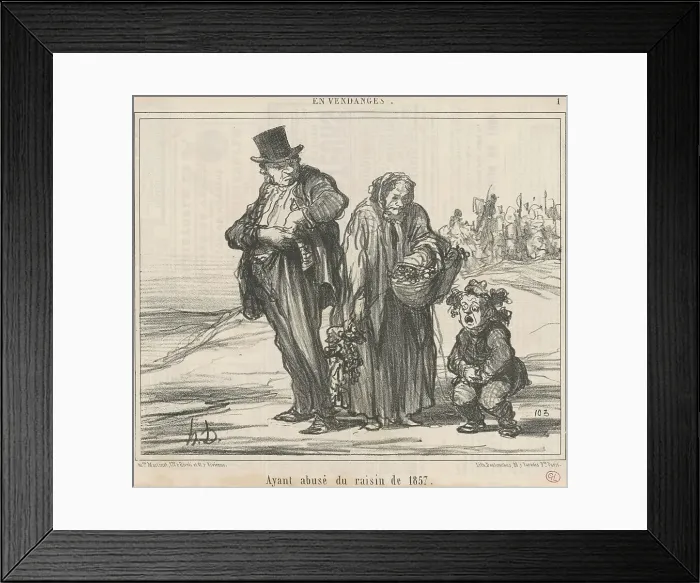 Framed Print : Ayant abusé du raisin de 1857, 19th century. Creator: Honore Daumier Framed Print : Ayant abusé du raisin de 1857, 19th century. Creator: Honore Daumier