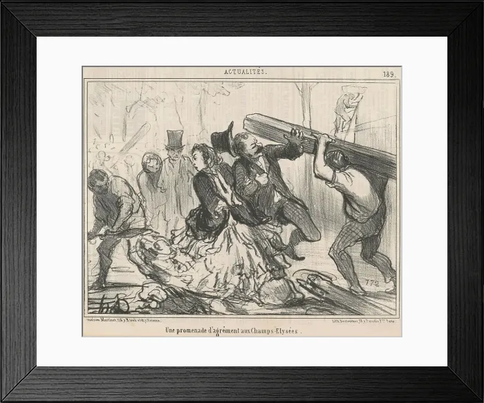 Framed Print : Une promenade d'argrément aux Champs-Elysées, 19th century. Creator: Honore Daumier Framed Print : Une promenade d'argrément aux Champs-Elysées, 19th century. Creator: Honore Daumier