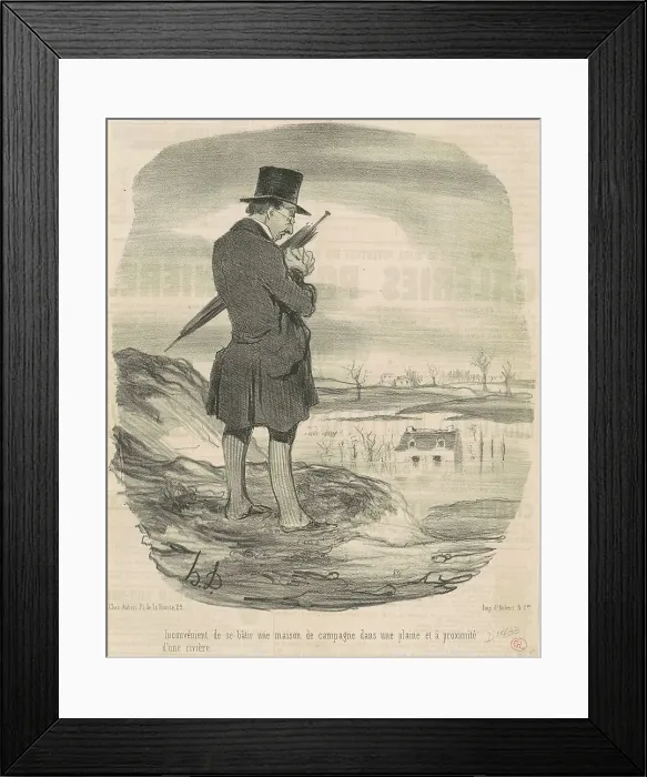 Framed Print : In convénient de se batir une maison de campagne... 19th century. Creator: Honore Daumier Framed Print : In convénient de se batir une maison de campagne... 19th century. Creator: Honore Daumier