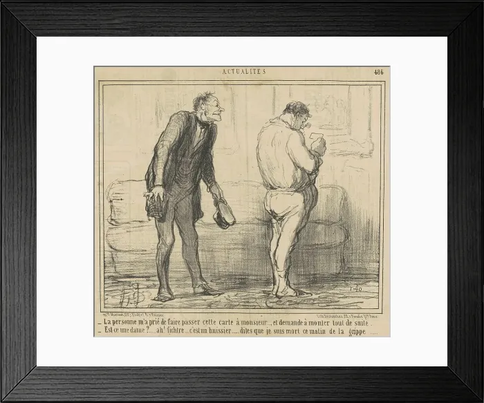 Framed Print : La personne... demande a monter tout de suite... 19th century. Creator: Honore Daumier Framed Print : La personne... demande a monter tout de suite... 19th century. Creator: Honore Daumier