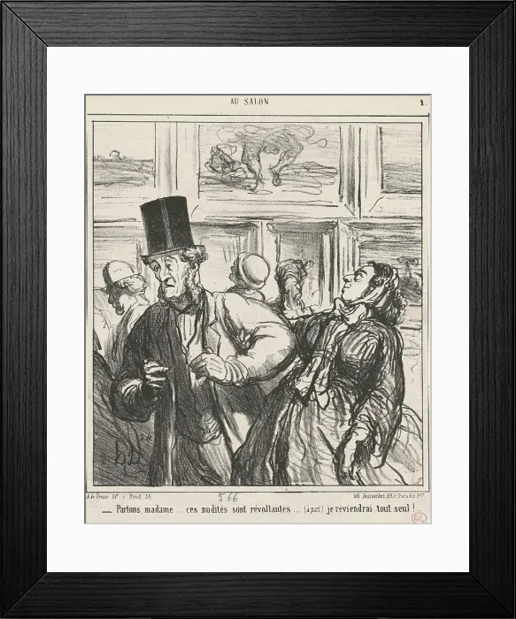 Framed Print : Parlons, Madame...ces nudités sont révoltantes... 19th century. Creator: Honore Daumier Framed Print : Parlons, Madame...ces nudités sont révoltantes... 19th century. Creator: Honore Daumier