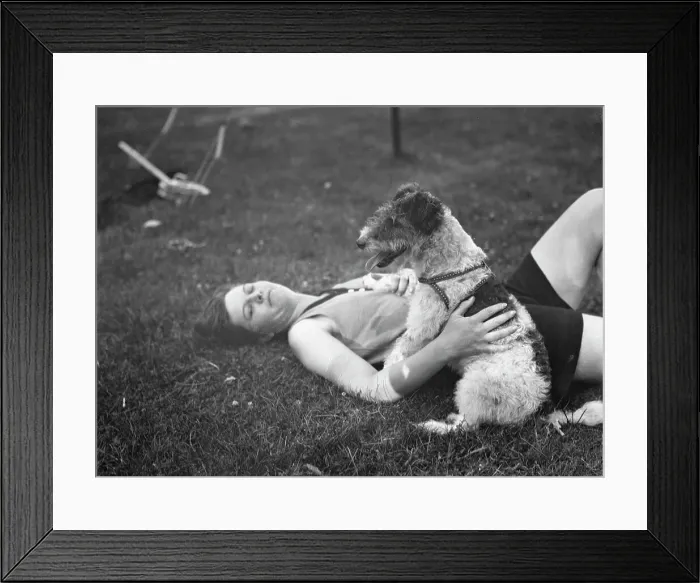 Framed Print : McKeogh, Arthur, Mrs. with dog, outdoors, 1927 Creator: Arnold Genthe Framed Print : McKeogh, Arthur, Mrs. with dog, outdoors, 1927 Creator: Arnold Genthe