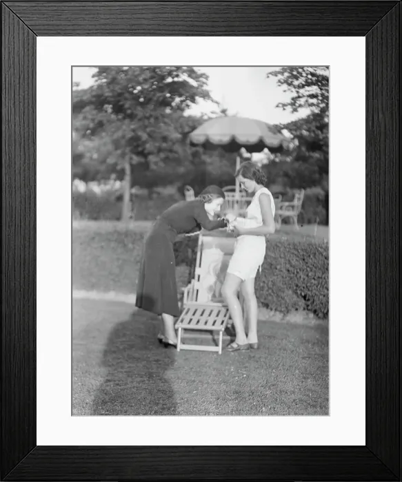 Framed Print : Rossbach, Miss, holding puppies, with another woman, 1932 June 30. Creator: Arnold Genthe Framed Print : Rossbach, Miss, holding puppies, with another woman, 1932 June 30. Creator: Arnold Genthe