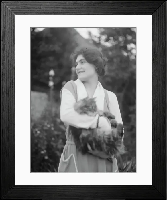 Framed Print : Savagoy, Henriette, with cat, outdoors, 1922 July 31. Creator: Arnold Genthe Framed Print : Savagoy, Henriette, with cat, outdoors, 1922 July 31. Creator: Arnold Genthe